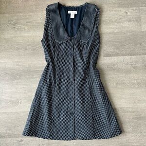 House of Harlow 1960 Linen Blend Polka Dot Mini Dress Size 6 with side zipper